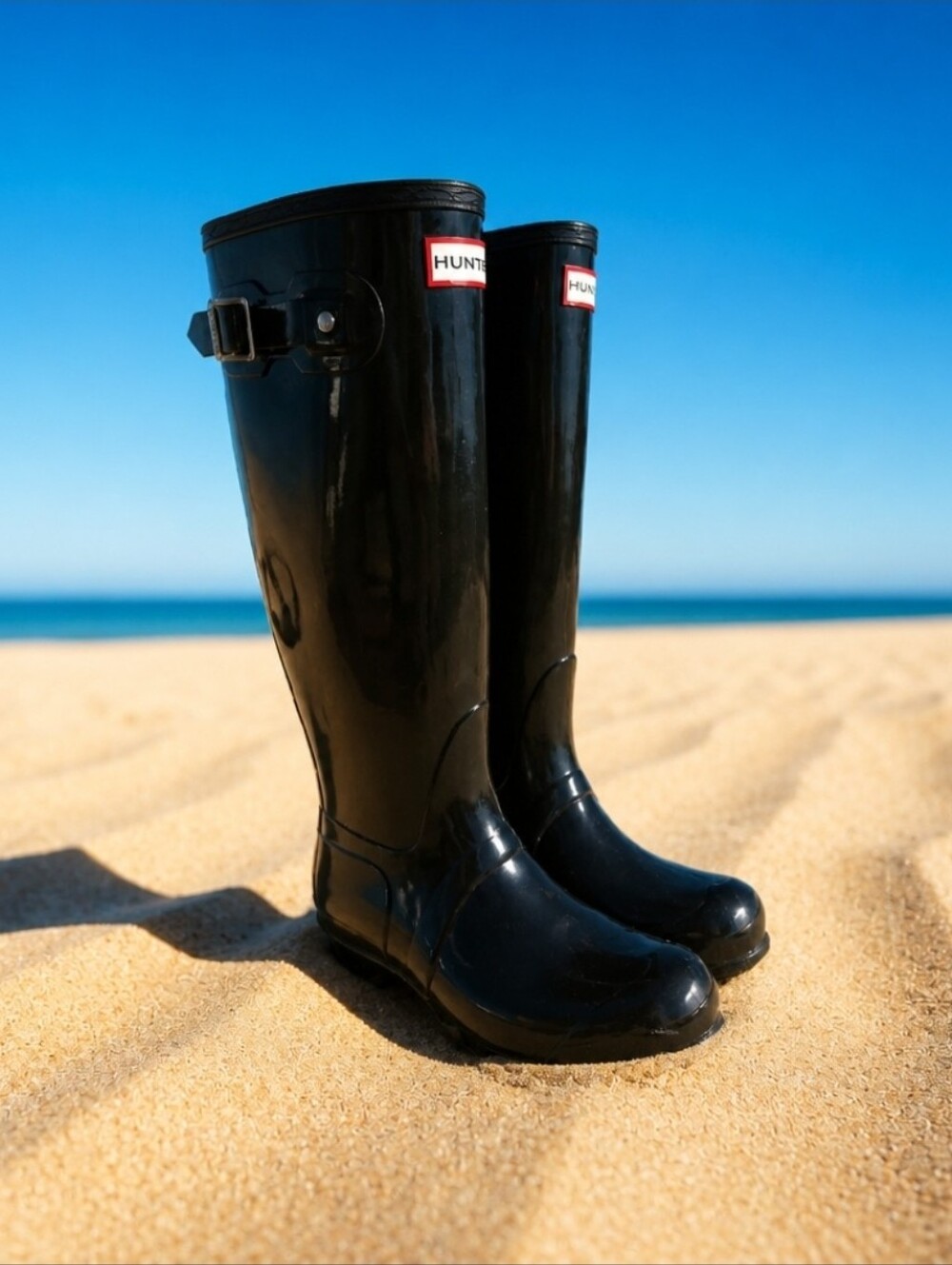 Women’s Hunter Original Tall Gloss Women's Rain Boots Sz 6 Black Retail $199